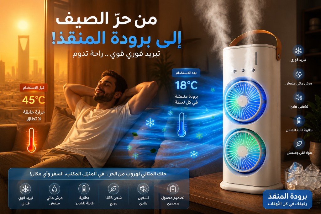 مروحة الرذاذ المزدوجة للتبريد الفوري